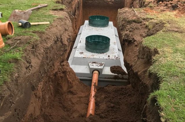 A septic tank in the ground