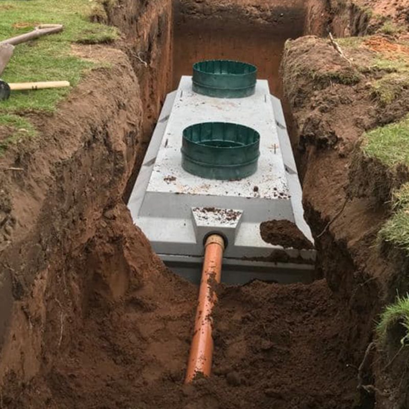 A septic tank in the ground