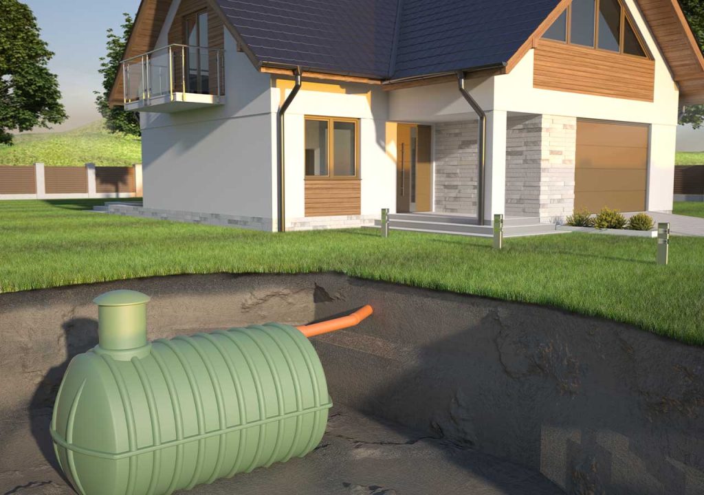 A septic tank underneath a house.