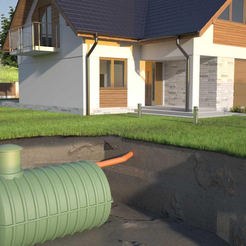 A septic tank underneath a house.