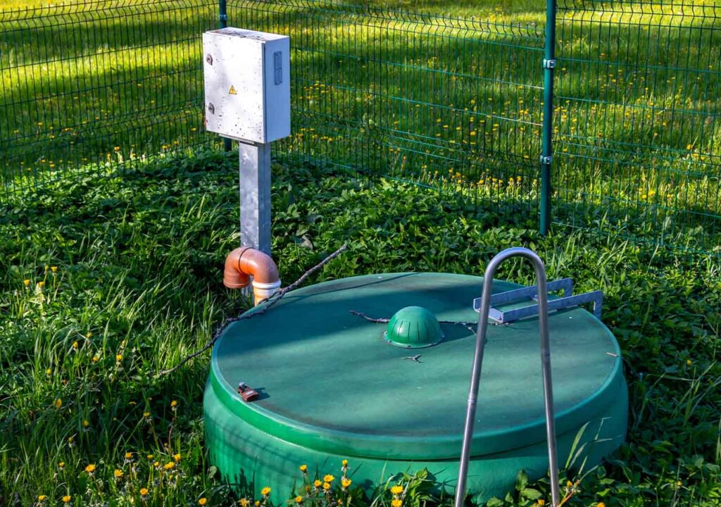 A newly installed septic tank. 