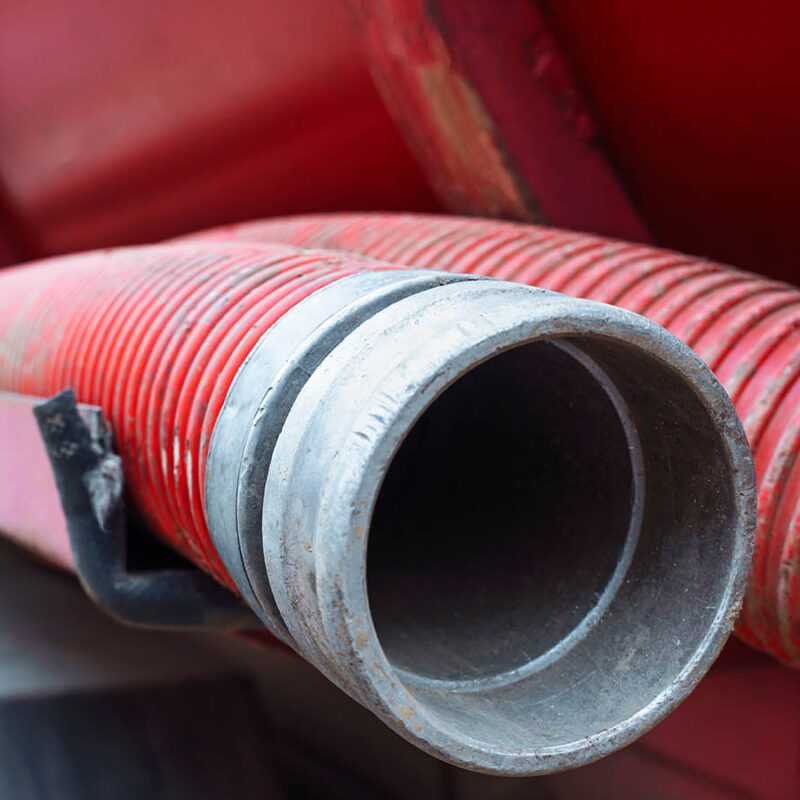 A red corrugated pipe.